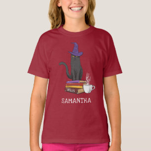 Cat Books Poet und Zauber Halloween Personalisiert T-Shirt