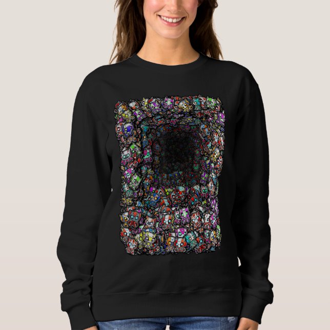 Cat Bots Squared  Cute Alien Cat Robots Optical Il Sweatshirt (Vorderseite)
