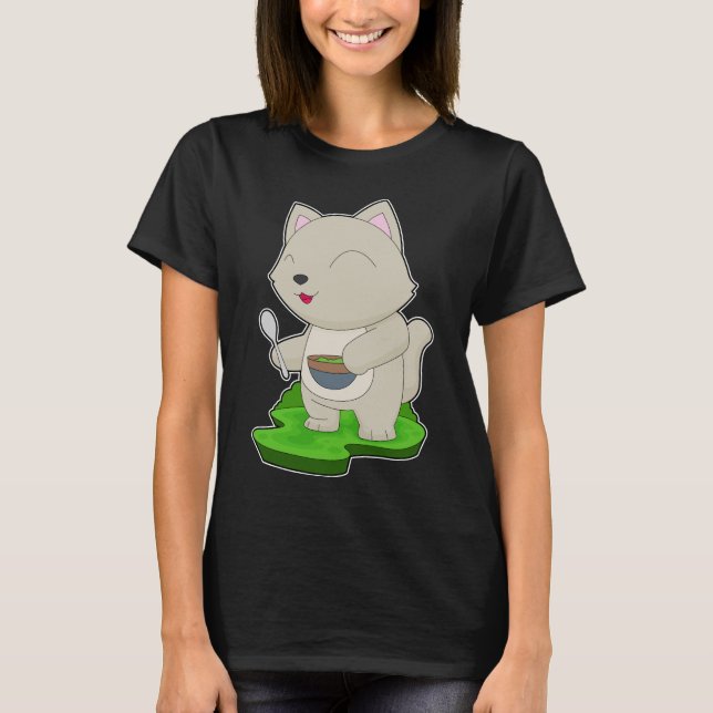 Cat Bowl Food T-Shirt (Vorderseite)