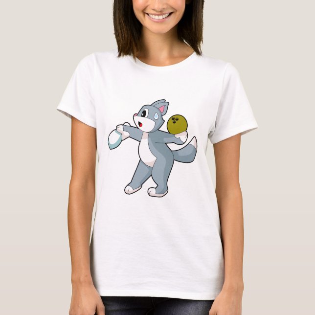 Cat Bowling Bowling ball Bowling pin T-Shirt (Vorderseite)