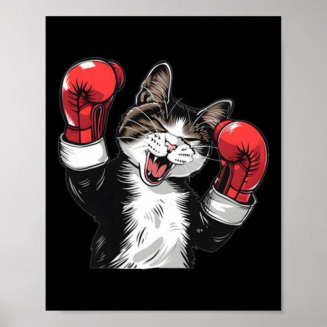 Cat Boxing Champion Funny Niedlich Kitten Fighter Poster (Vorne)