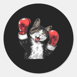 Cat Boxing Champion Funny Niedlich Kitten Fighter Runder Aufkleber