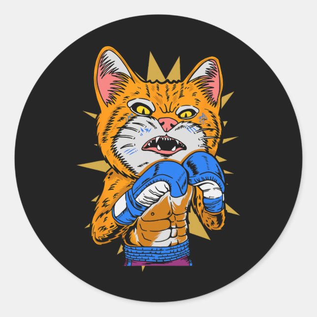 Cat Boxing Kitten Boxhandschuhe Boxer Funny Cat Me Runder Aufkleber (Vorderseite)