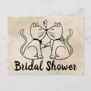 Cat Bridal Dusche Einladung Braun Wasserfarbe
