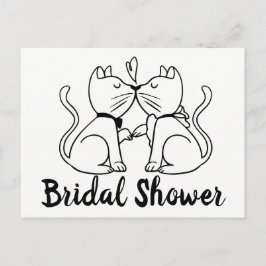 Cat Bridal Dusche Einladung Schwarz-weiß modern