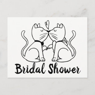 Cat Bridal Dusche Einladung Schwarz-weiß Moderne