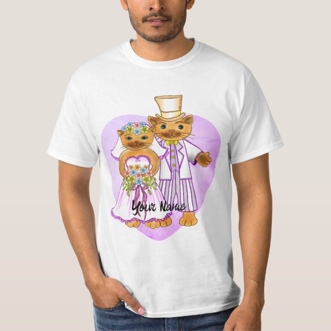Cat Bride and Groom Hochzeit T - Shirt (Vorderseite)