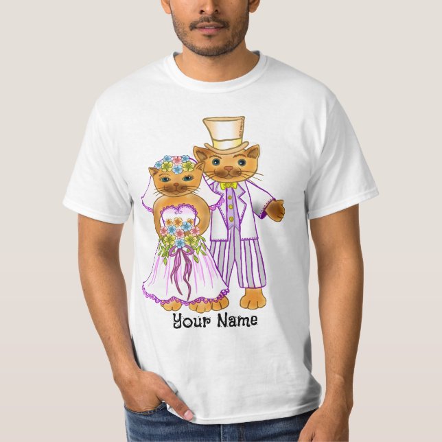 Cat Bride and Groom Hochzeit T - Shirt (Vorderseite)