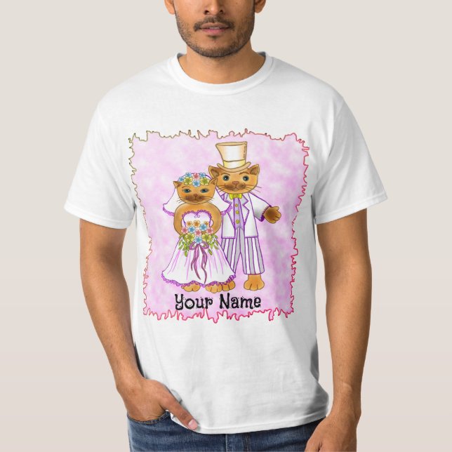 Cat Bride and Groom Hochzeit T - Shirt (Vorderseite)