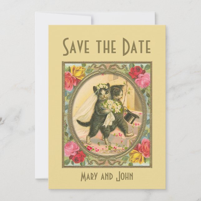 Cat Bride and Groom Wedding  save the date Einladung (Vorderseite)