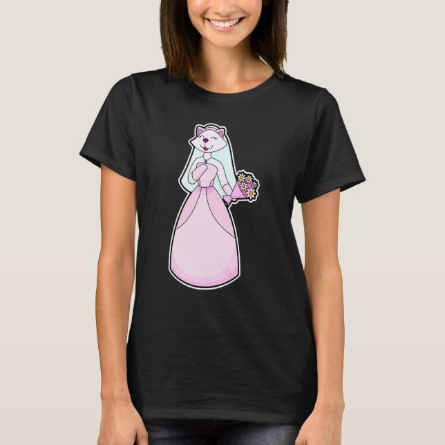 Cat Bride Bunch Blume Hochzeit T-Shirt (Vorderseite)