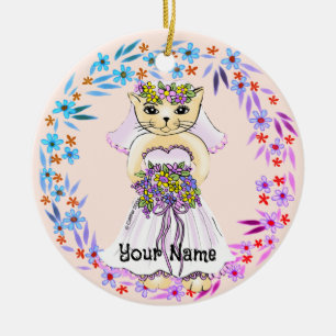 Cat Bride Keramik Ornament