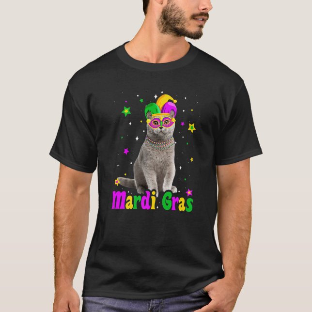 Cat British Shorthair Mask Mardi Gras Carnivals Ca T-Shirt (Vorderseite)
