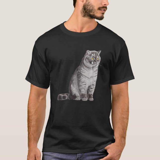 Cat British Shorthair sitzend T-Shirt (Vorderseite)