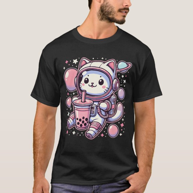 Cat Bubble Bobaea In Space Astronaut Anime boy T-Shirt (Vorderseite)