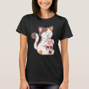 Cat Bubble Tea 4. Juli Amerikanische Flagge USA T-Shirt