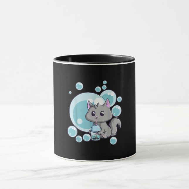 Cat Bubble Tee-Geschenk | Witziges Boba Tee Katzen Tasse (Zentrum)
