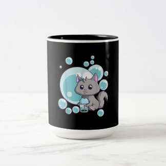 Cat Bubble Tee-Geschenk | Witziges Boba Tee Katzen Zweifarbige Tasse
