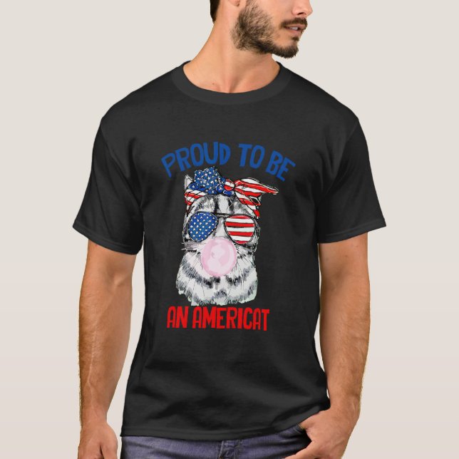 Cat Bubblegum American  4th of July Cat Sunglasses T-Shirt (Vorderseite)