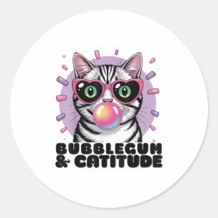 Cat Bubblegum Funny Pop Pilze Herzensgräber Runder Aufkleber