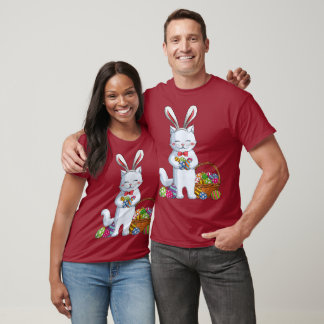 Cat Bunny Happy Ostertag Ei Kostüme für Mädchen K T-Shirt