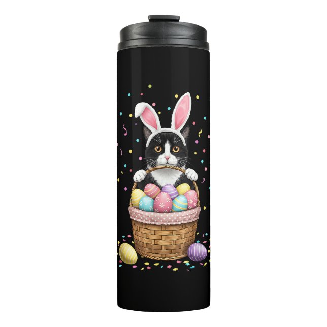 Cat Bunny Oars Eggs Meowy Osterkaninchen Lover Men Thermosbecher (Vorderseite)