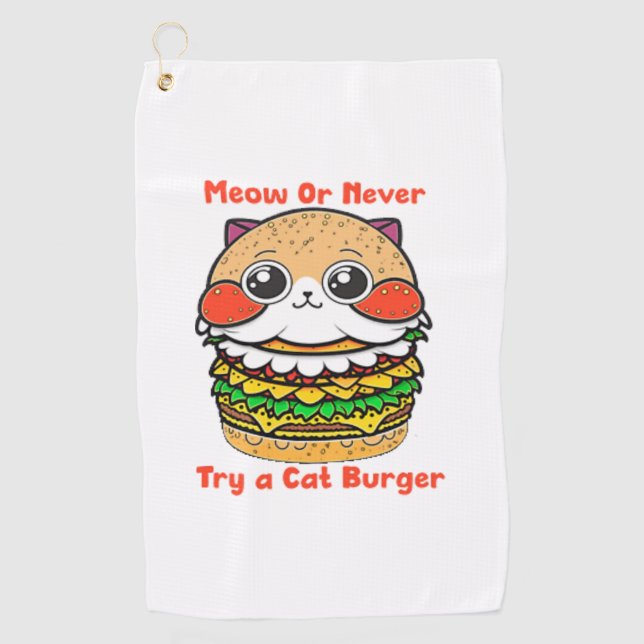 Cat Burger Golfhandtuch (Vorderseite)
