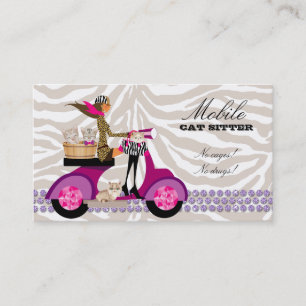 Cat Business Card Zebra Scooter Niedlich Visitenkarte