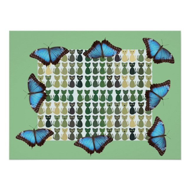 Cat Butterfly Kitten Pattern Office Peace Destiny Poster (Vorderseite)