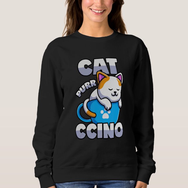 Cat Cappuccino Pub Kitten in Coffee Cup Sweatshirt (Vorderseite)