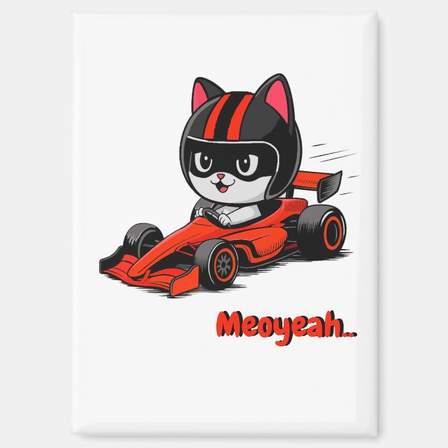 Cat car racing magnet (Vorderseite)