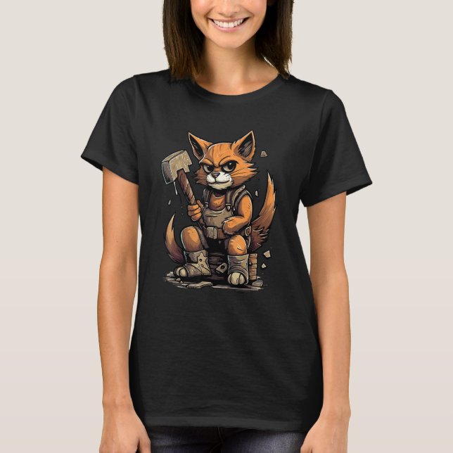 Cat Carpenter Carpentry Woodworking Woodwork Cat T-Shirt (Vorderseite)