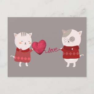 Cat Cartoon Couple Postkarte