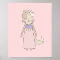 Cat Cartoon Girl Prinzessin Rosa Kinderzimmer