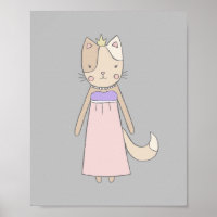 Cat Cartoon Girl Prinzessin Rosa Kinderzimmer