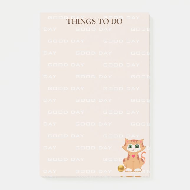 Cat Cartoon Personalisierte Dinge zu tun Post-it Klebezettel (Vorderseite)