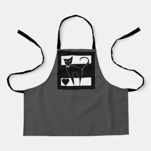 Cat Cartoon Tier stilvoll Schwarz-weiß modern stri Schürze