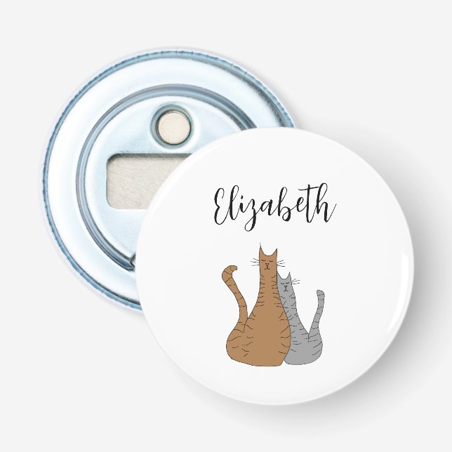 Cat Cartoon Zeichne Winking Tabby Kätzchen Flaschenöffner (Vorderseite)