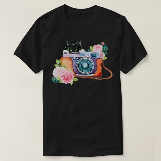 Cat Cat Camera Peeking T-Shirt (Design vorne)