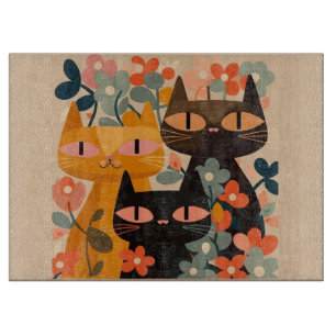 Cat Cat Cat Cutting Board, Glas Cutting Board Schneidebrett