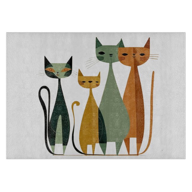 Cat Cat Cat Cutting Board, Glas Cutting Board Schneidebrett (Vorderseite)