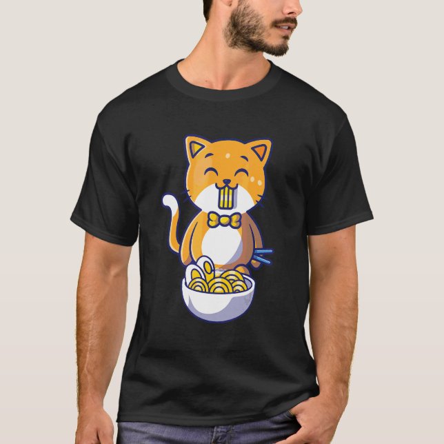 Cat Cat Eating Spaghetti Cat Quotes T-Shirt (Vorderseite)