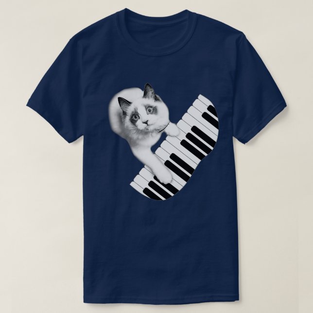 Cat Cat Playing Piano T-Shirt (Design vorne)