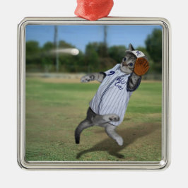 Cat Catcher im Outfield! Ornament Aus Metall