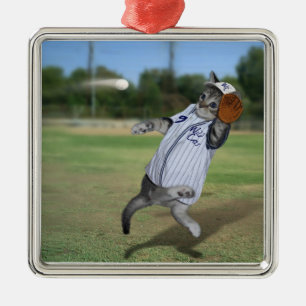 Cat Catcher im Outfield! Ornament Aus Metall