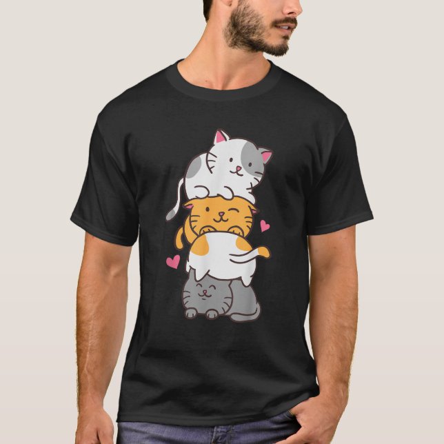 Cat Cats Cute Kitty Pile Anime Kawaii Neko  T-Shirt (Vorderseite)