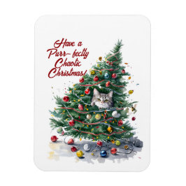 Cat Chaos Weihnachtsbaum Design Wasserfarbe Magnet