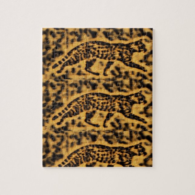 Cat cheetah Print geometrische Kunst Puzzle (Vertikal)