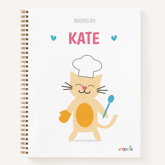 Cat Chef Personalized Kids Recipe Notizbuch (Vorderseite)