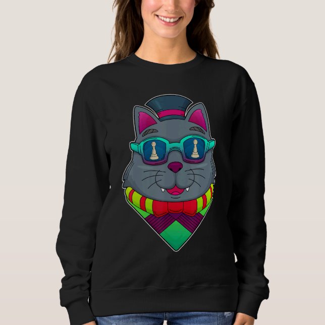 Cat Chess pieces Chess Board game Sweatshirt (Vorderseite)